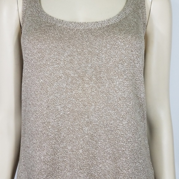 Eileen Fisher Tops - Eileen Fisher tan beige sleeveless linen blend knit top thin sweater women Small